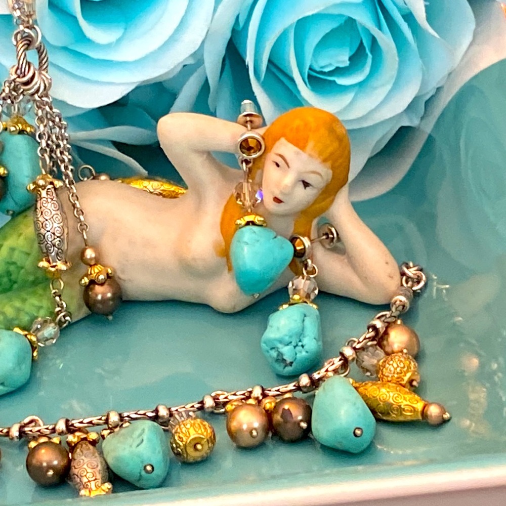 Brighton PERSIANA Turquoise Gold Silver Crystals Necklace Bracelet Earrings - Picture 7 of 17